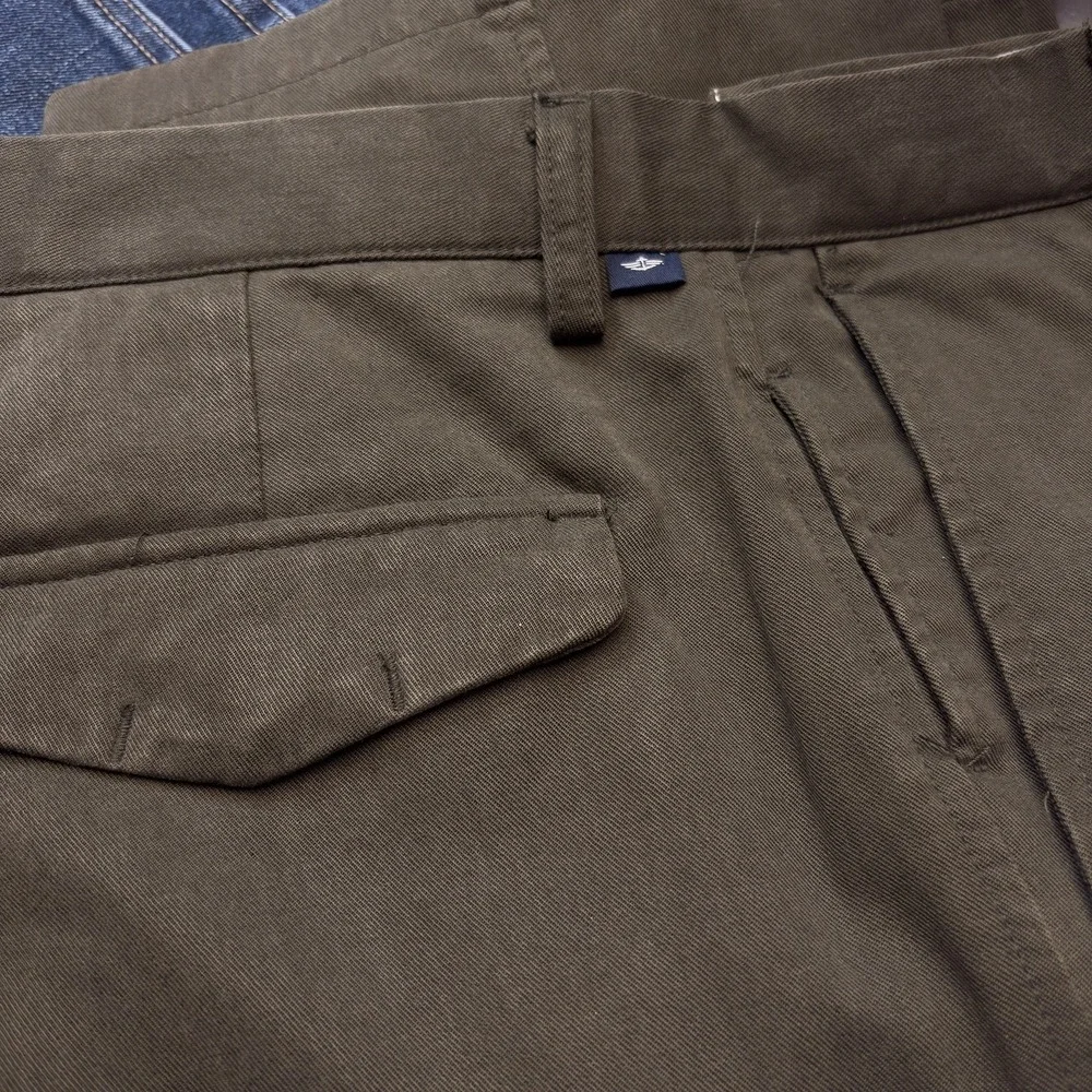 Dockers Pacific Collection Mens Khakis 34 Green Twill Straight Classic Flat 445